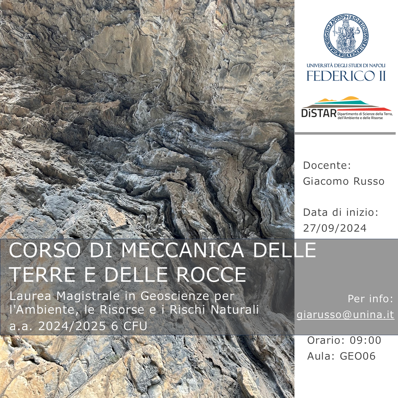 Corso Meccanica delle Terre e delle Rocce AA 2024 2025 1