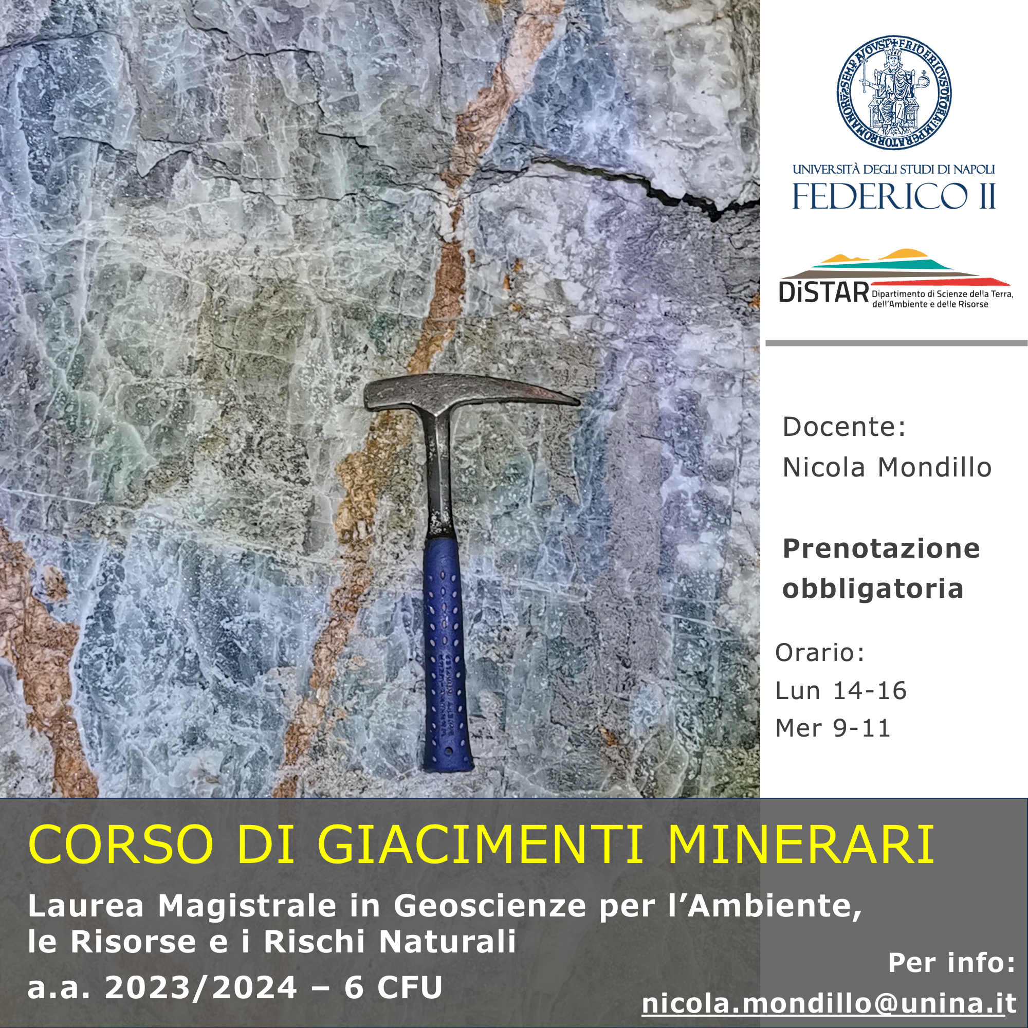 Giacimenti minerari Mondillo locandina 2 Corsi DiSTAR