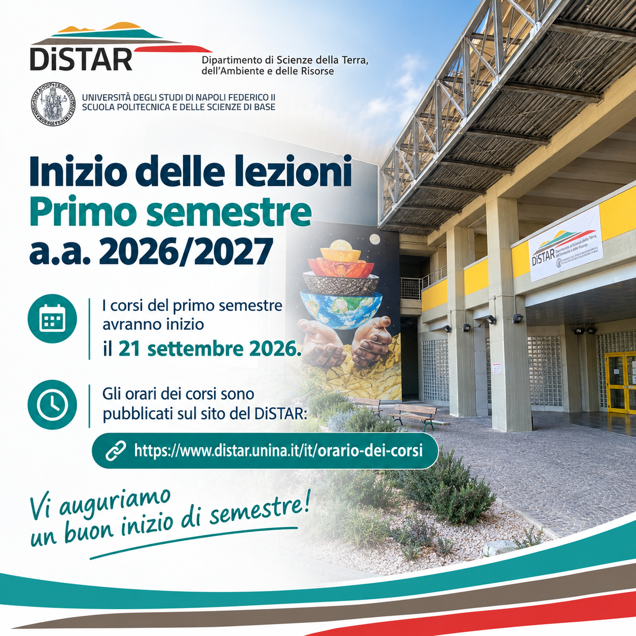 Inizio corsi I semestre 2026 2027