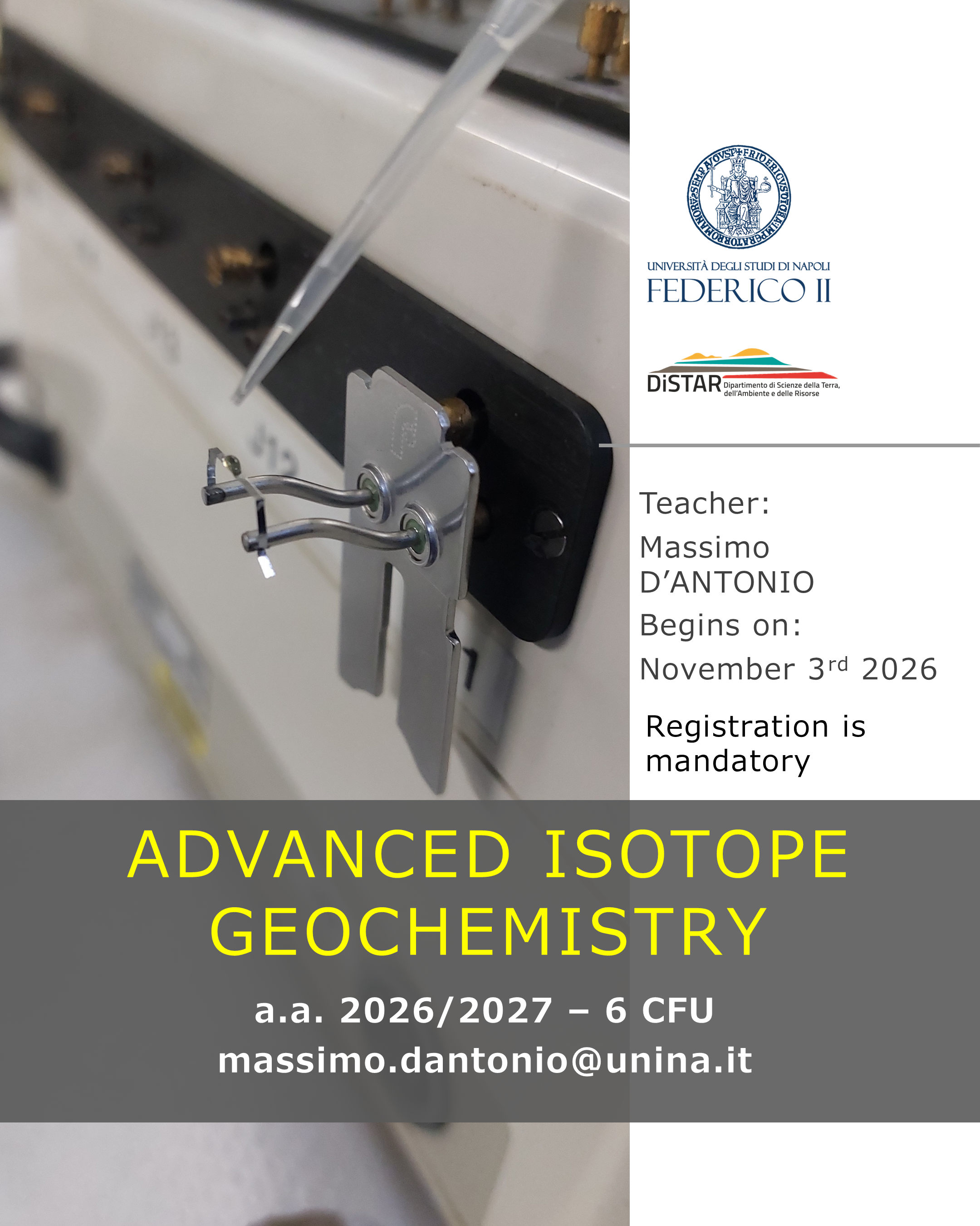 Locandina ADVANCED ISOTOPE GEOCHEMISTRY