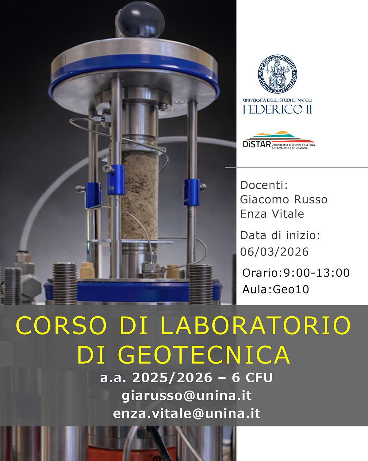 Locandina Corso Lab. di Geotecnica 25.02.26 2