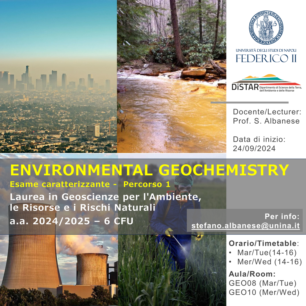 Locandina Envrionmental Geochemistry Corsi DiSTAR 24 25 rid