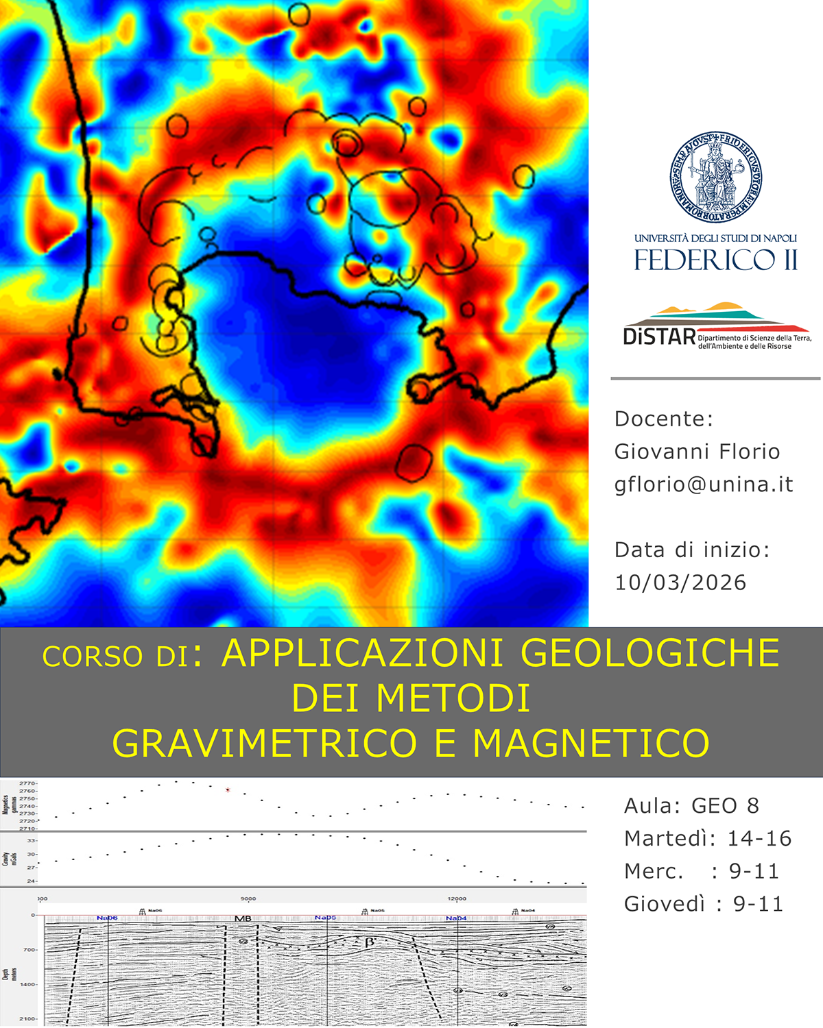 locandina 2026 Corso GEOL.APPL.GRAV.MAG. DiSTAR