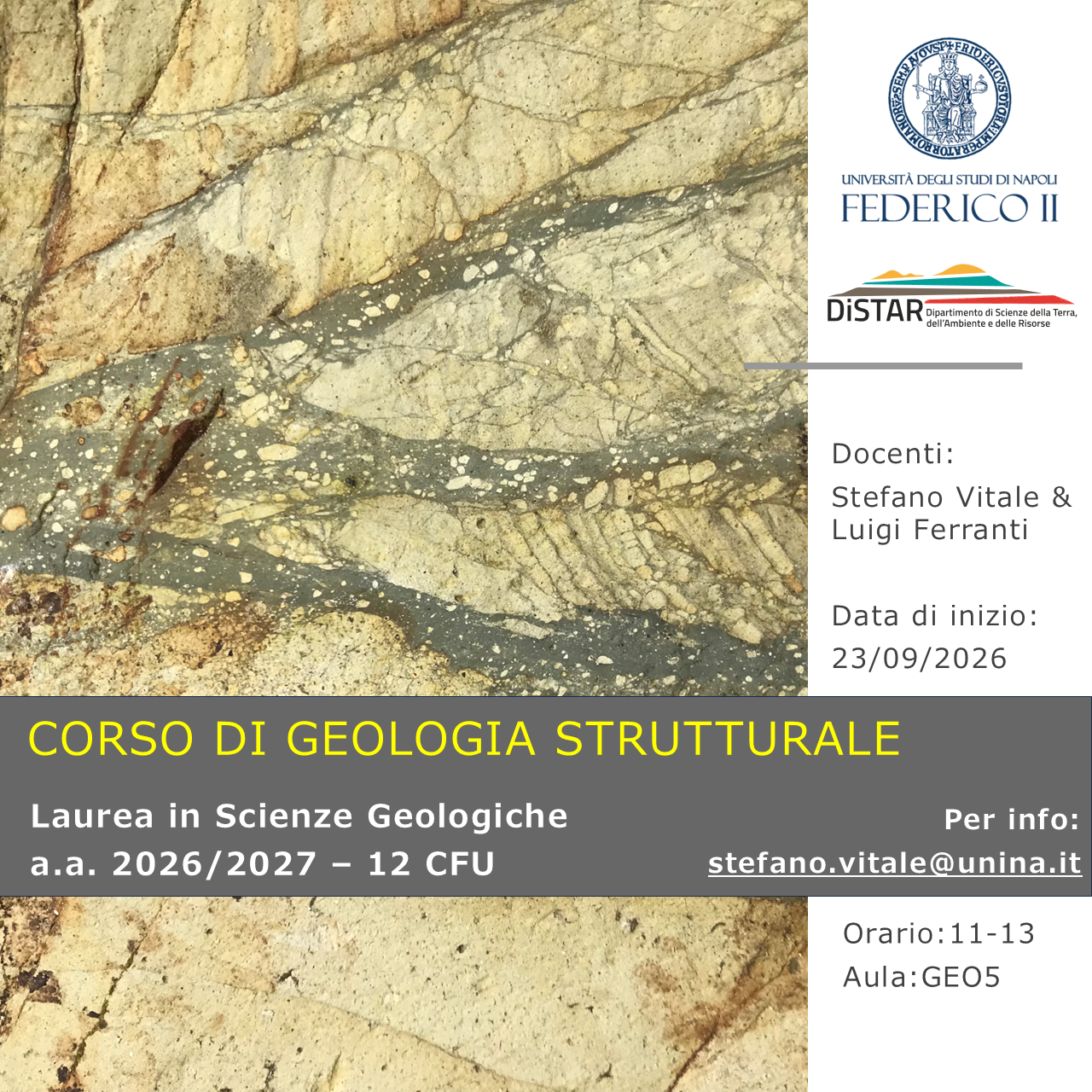 locandina Geologia Strutturale 2026 2027 I semestre