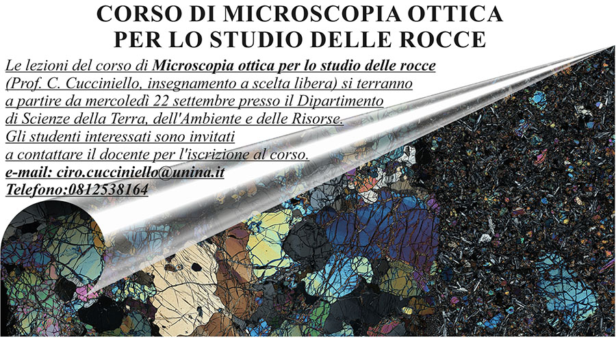 locandina corso di Microscopia ottica per lo studio delle rocce