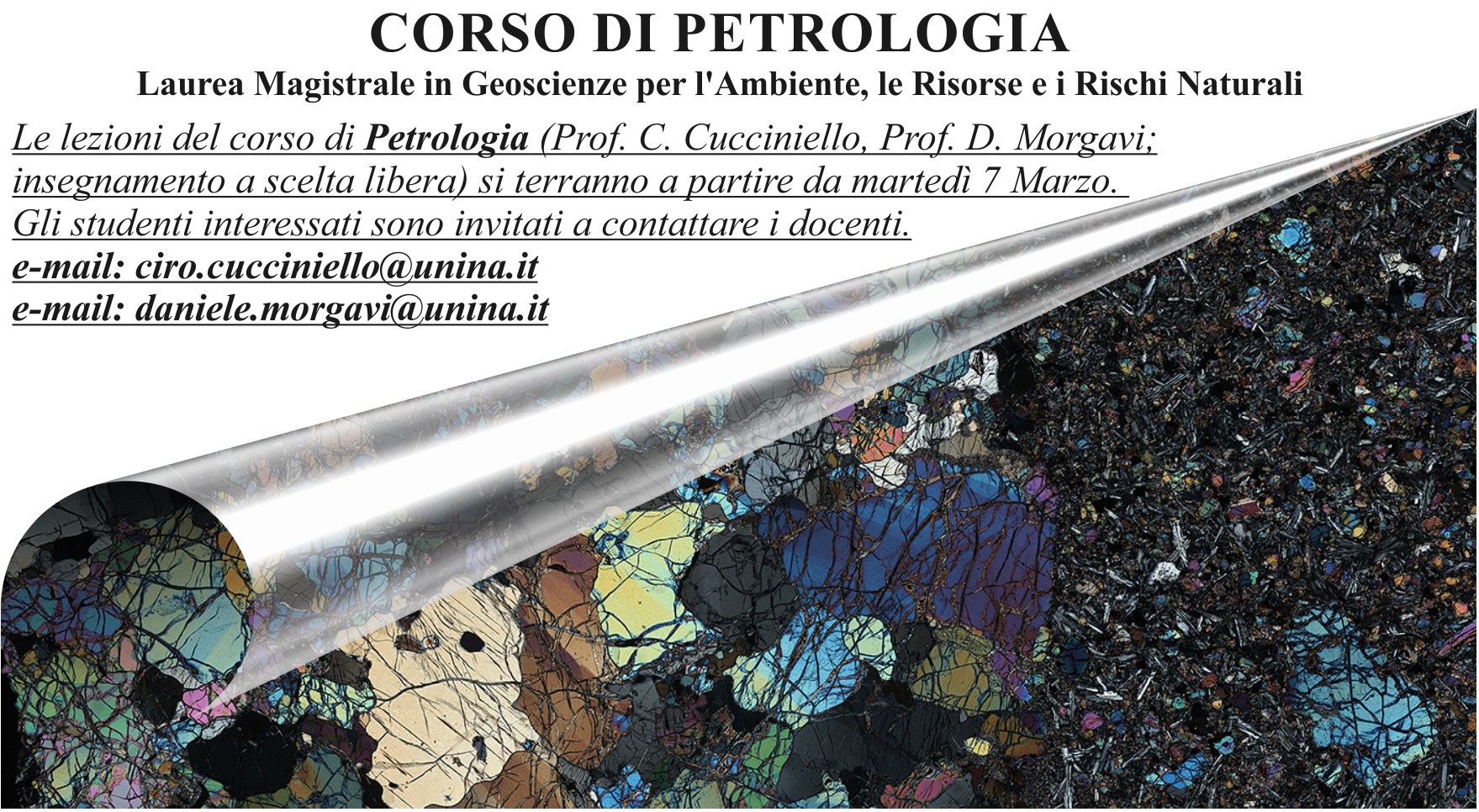 locandina corso di Petrologia 2022 2023