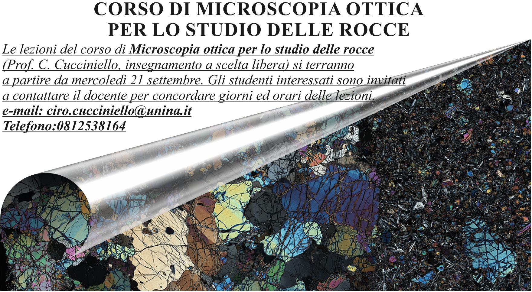 locandina corso Microscopia ottica per lo studio delle rocce