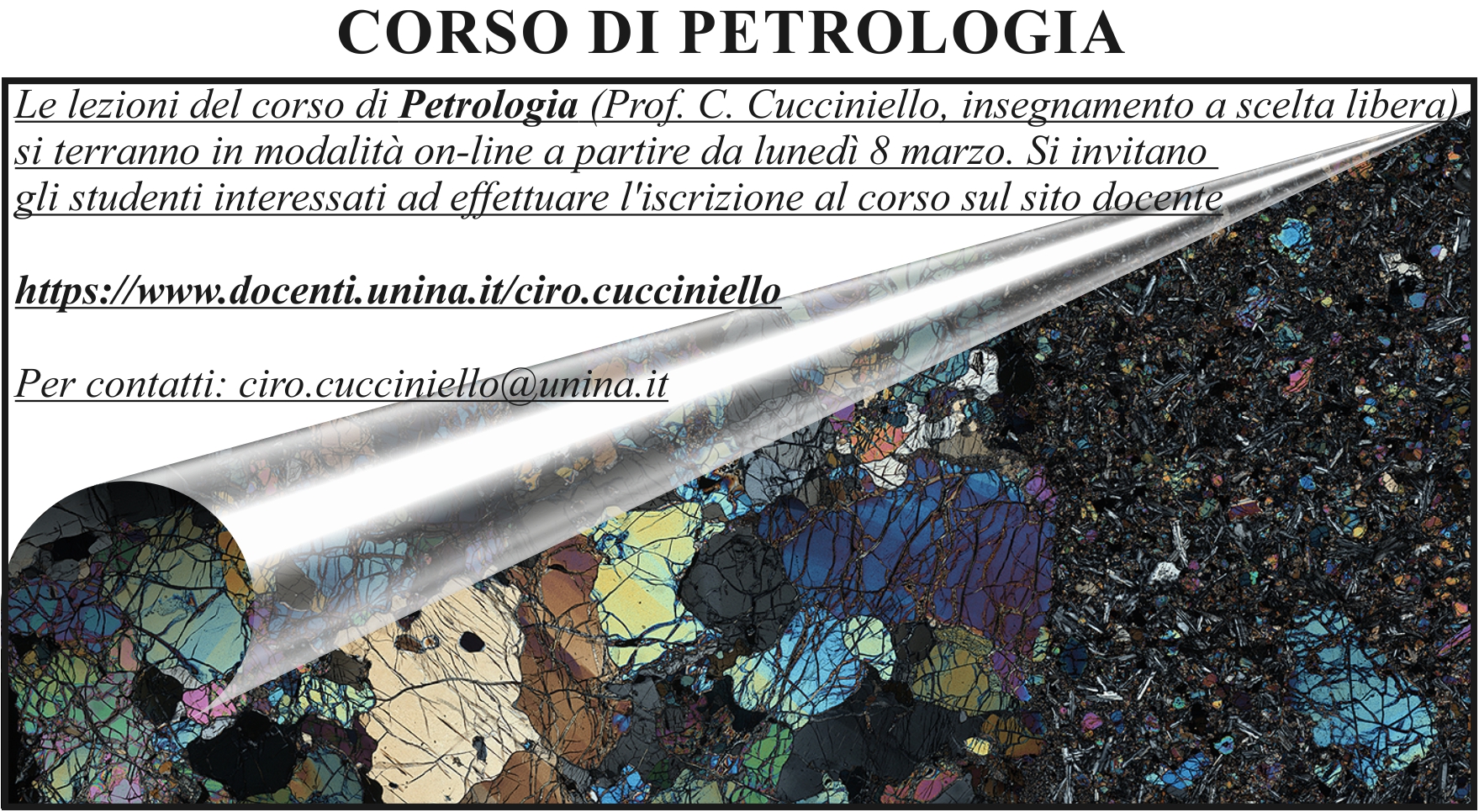 locandina corso di Petrologia