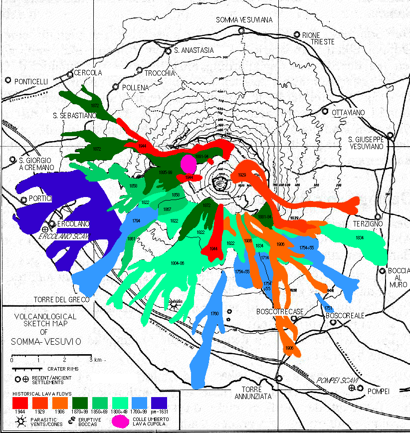mappa eruzioni storiche